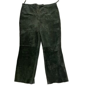 VTG LORD &‎ TAYLOR Olive Hunter Green Suede Leather Flare Pants Women's 16
